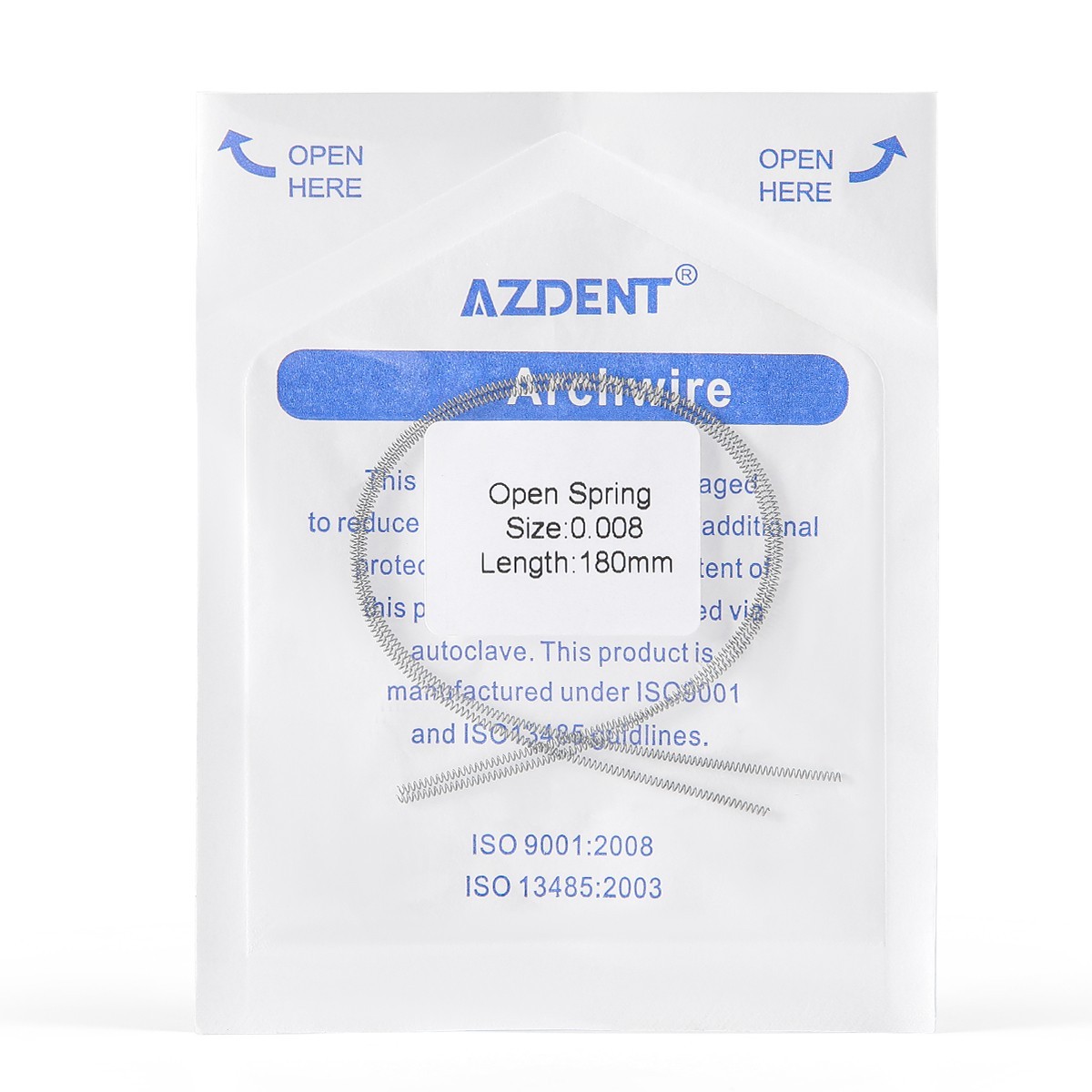 Orthodontic Dental Niti Open Coil Spring 0.010/0.012*180mm AZDENT 2PCS/Pack