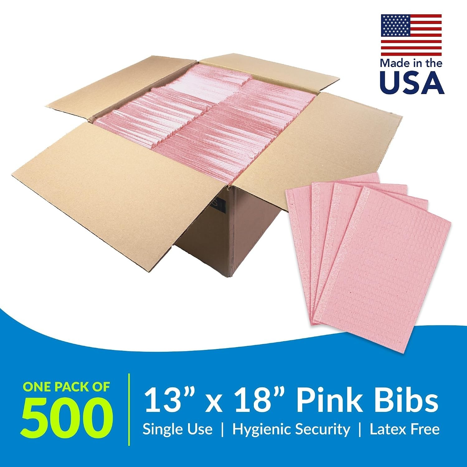 Avalon Dental Bib, Pink Mauve, 3 Layers, 13” W x 18” L Pack of 500 ― Disposab…