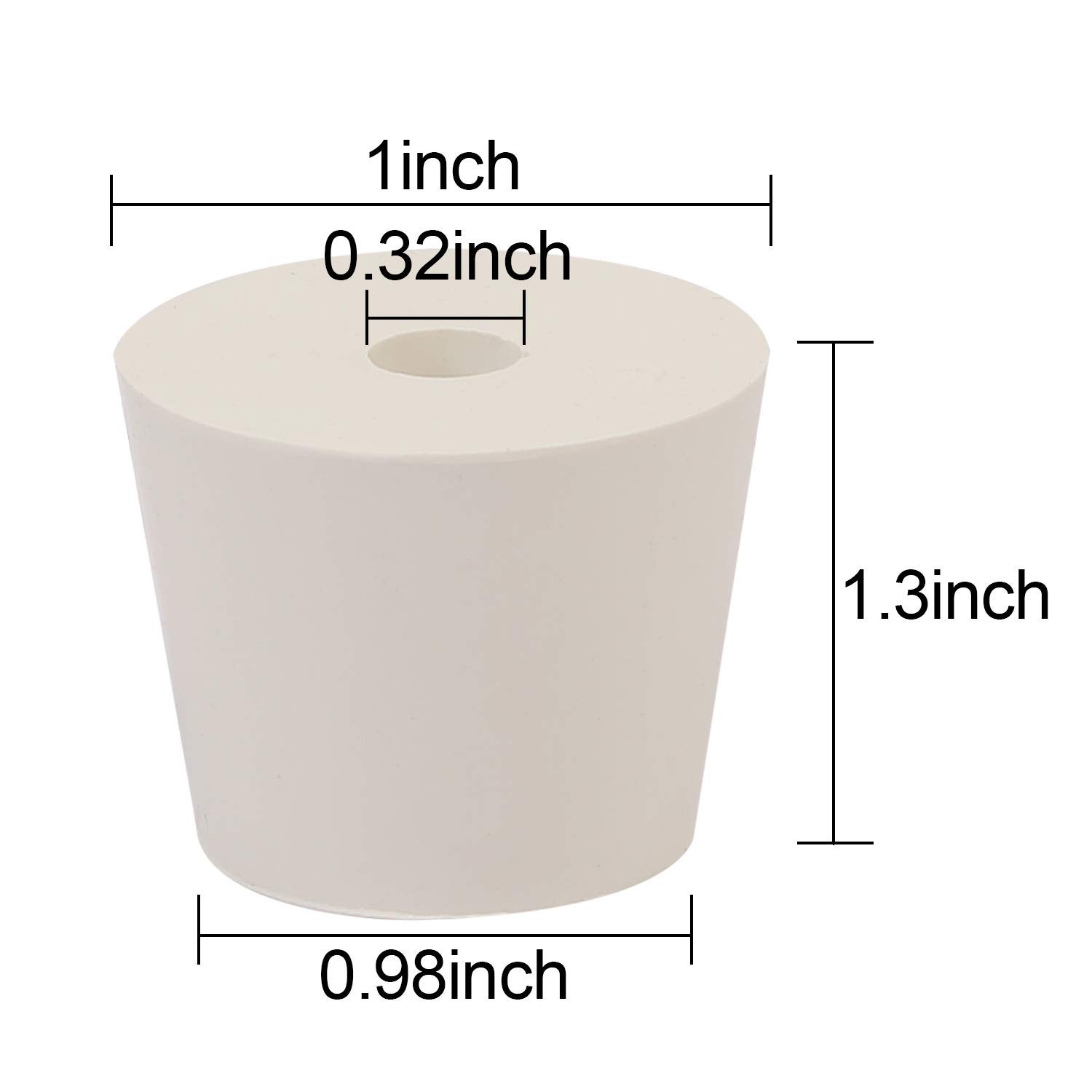 20 Pack Natural Rubber Stoppers #6 – Drilled Bungs with 5/16″ Holes for Glass Ju