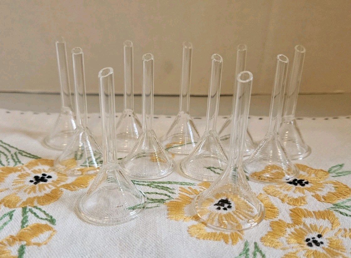 Vintage 11 Science Glass Funnels Kimax 2 3/8″ Long USA