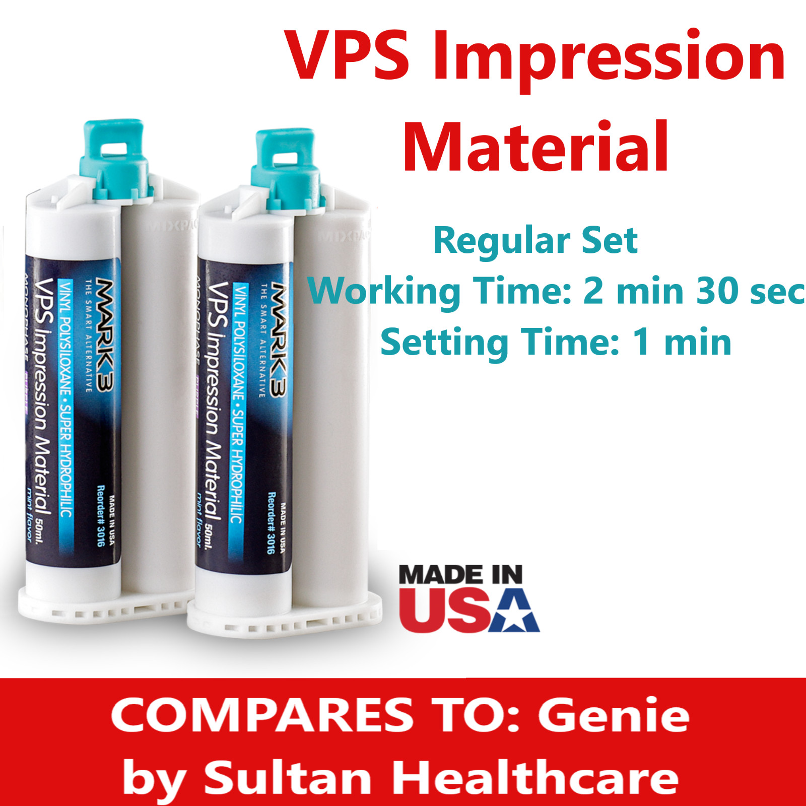 MARK3 Dental VPS Impression Material Light Body Fast or Regular Set Alginate USA