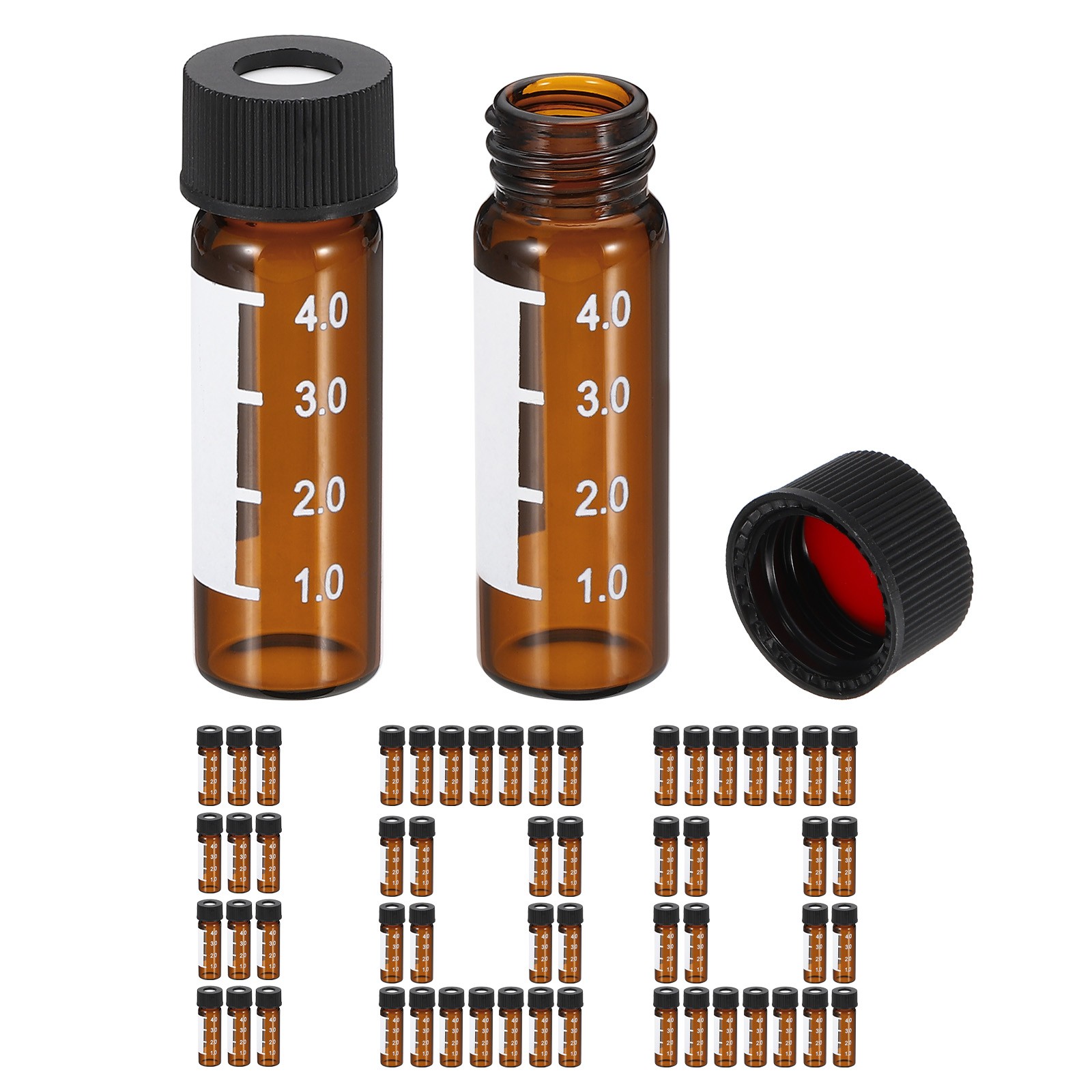 100 Pack 4ml Autosampler Vial HPLC/GC Vials 9-425 Lab Amber Vials Sample Vial