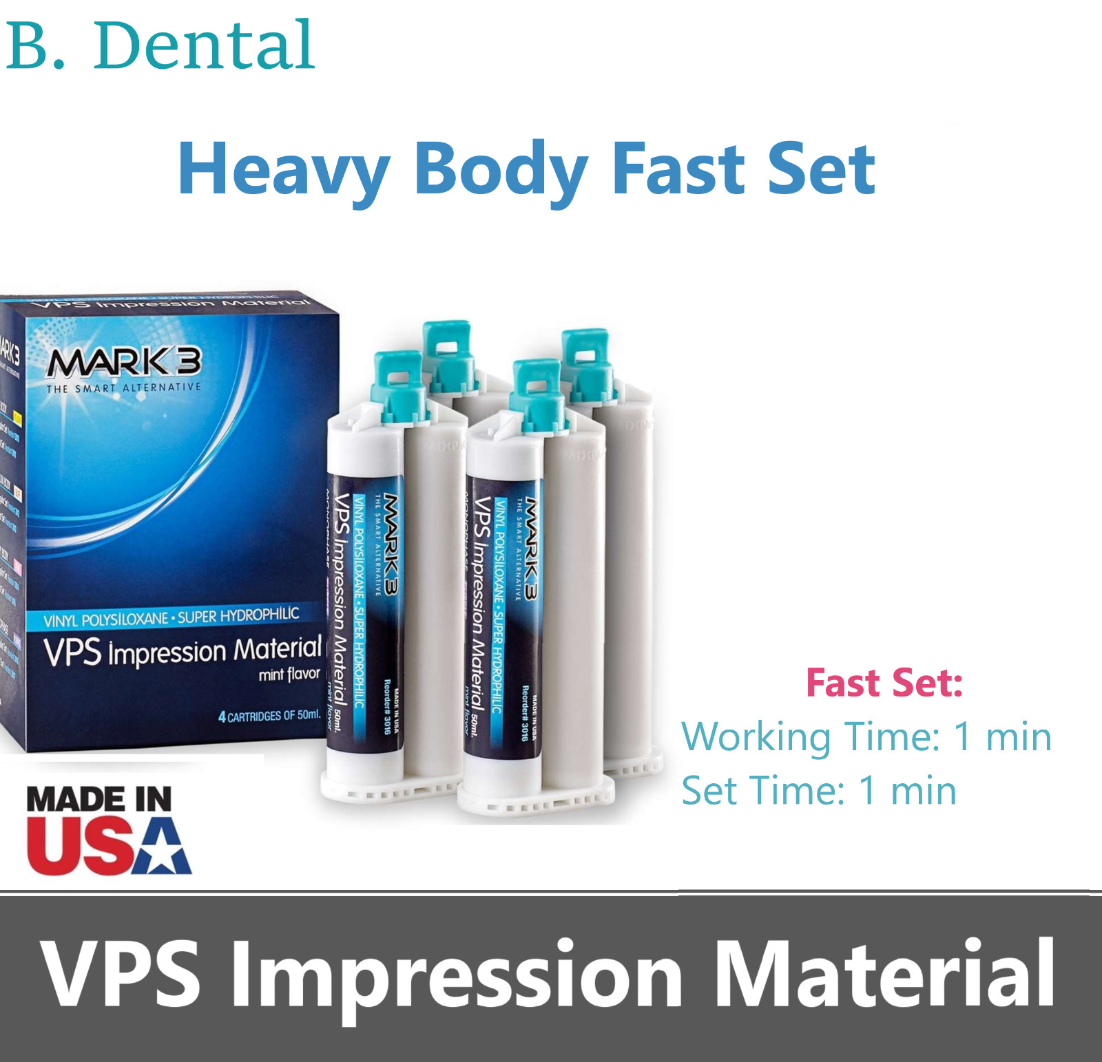 Dental LIGHT BODY FAST SET VPS PVS Impression Material Fast Set 50ML Cartridges