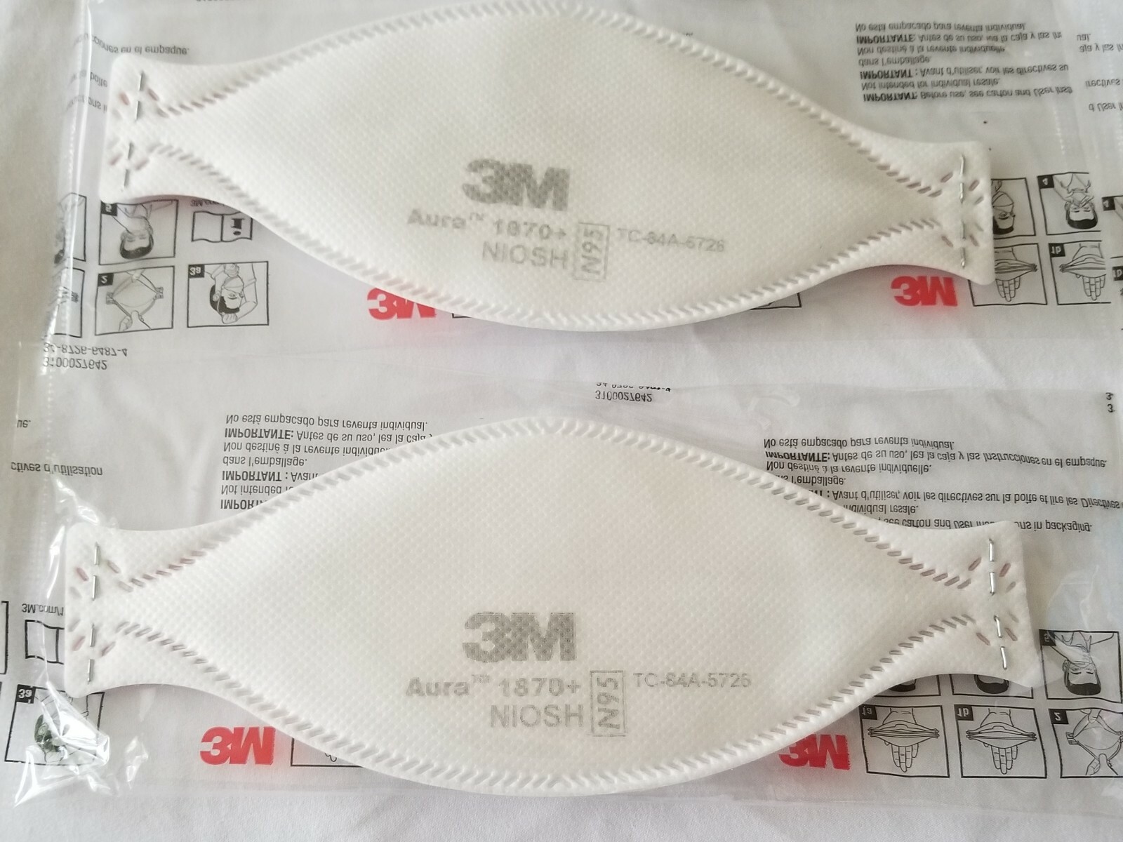 3M Aura 1870+N95 NIOSH Particulate Respirator Disposable Mask 12PC NEW