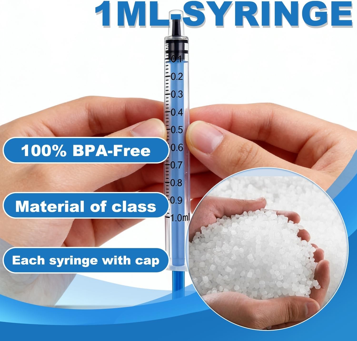 Syringe with Cap No Needle for Scientific Lab, Pet Feeding, Refilling Dispensing