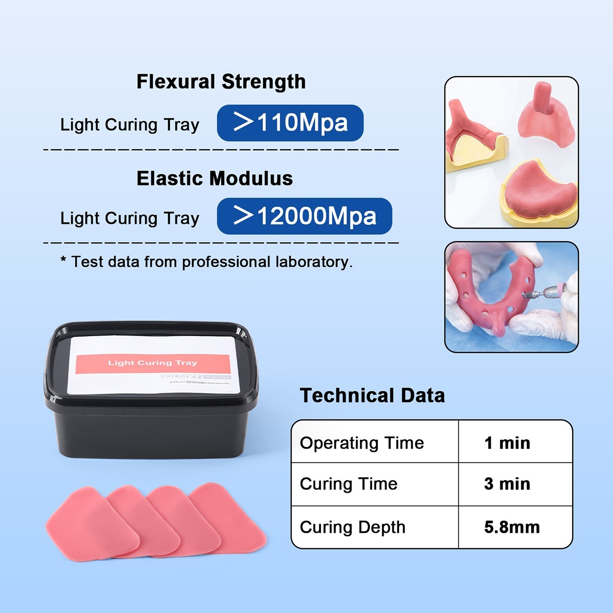 Dental Light Cure Custom Tray Material Pink Base Plates Implant 2mm 50 Pcs/Box
