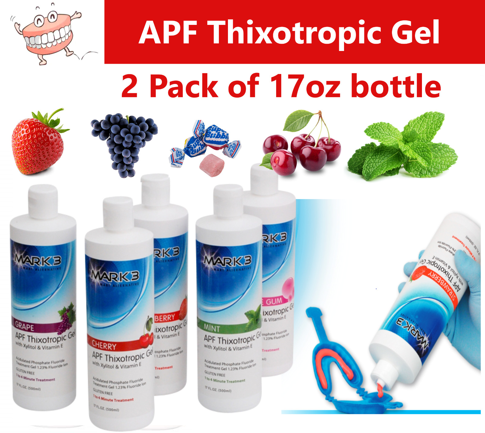 2/Pack Flouride Gel Dental APF Thixotrophic Fluoride 1.23% 17 Oz/ Btl, 2 Bottles