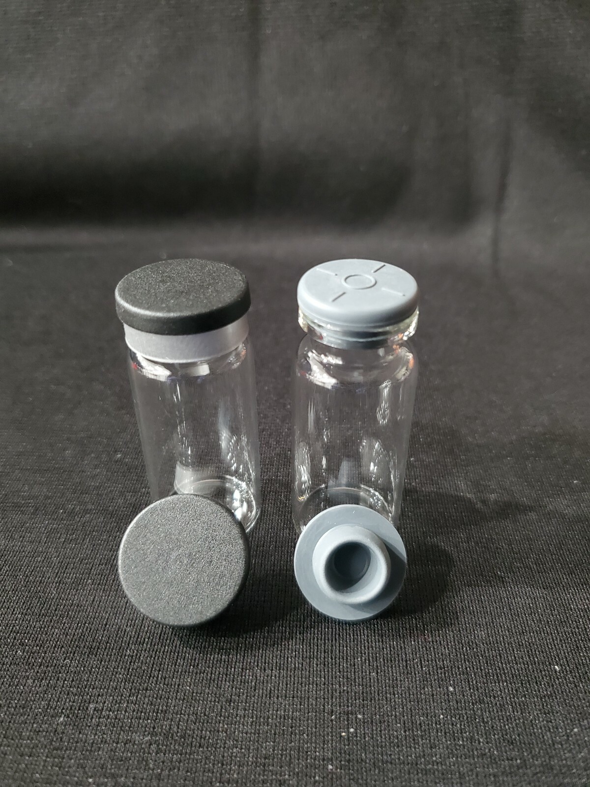 10ml, 20mm Clear Vials + Blk Caps Crimp Top Glass HPLC Beveled Edge Top (50pcs)