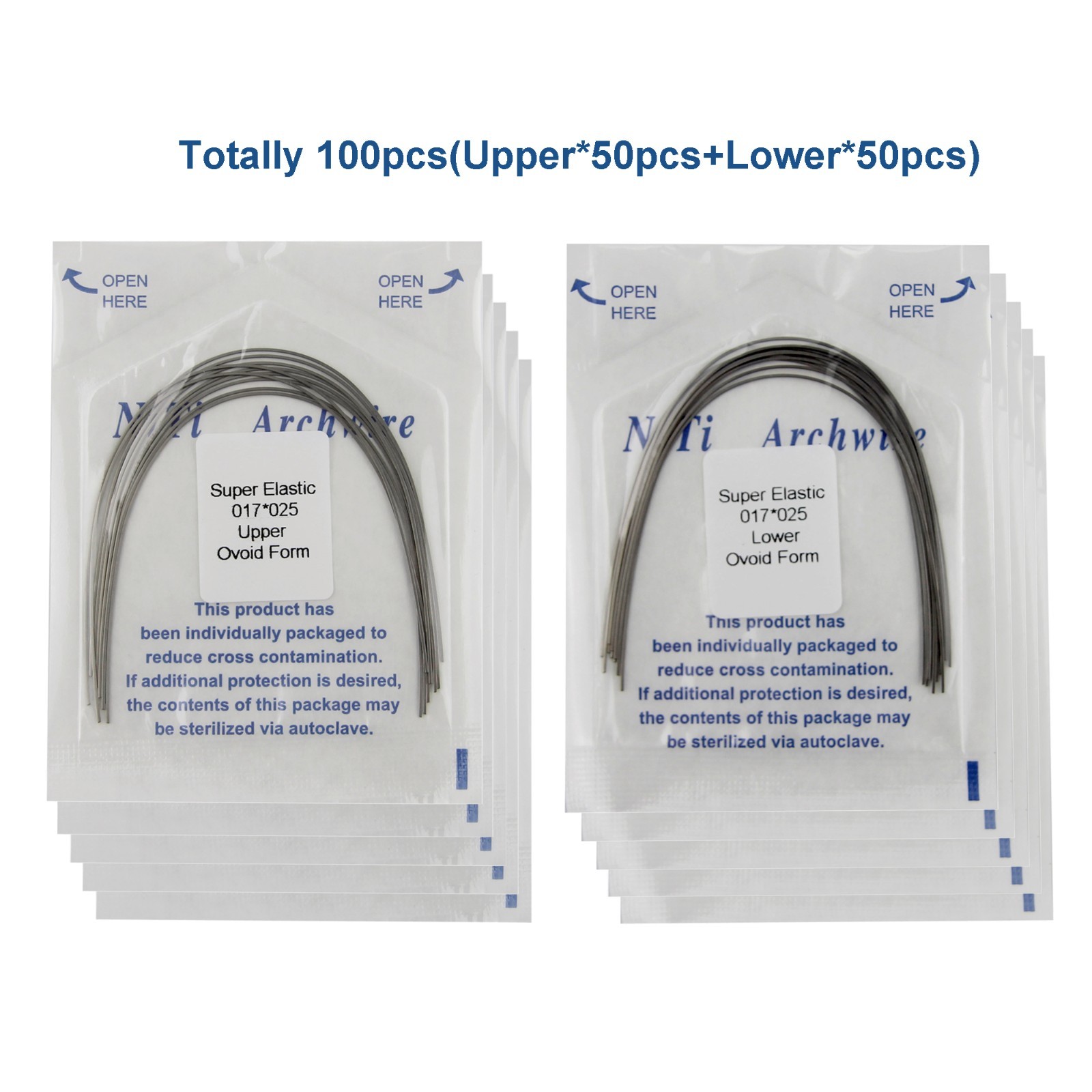 100pcs Dental Orthodontic Arch Wires Niti Stainless Steel Round Rectangular