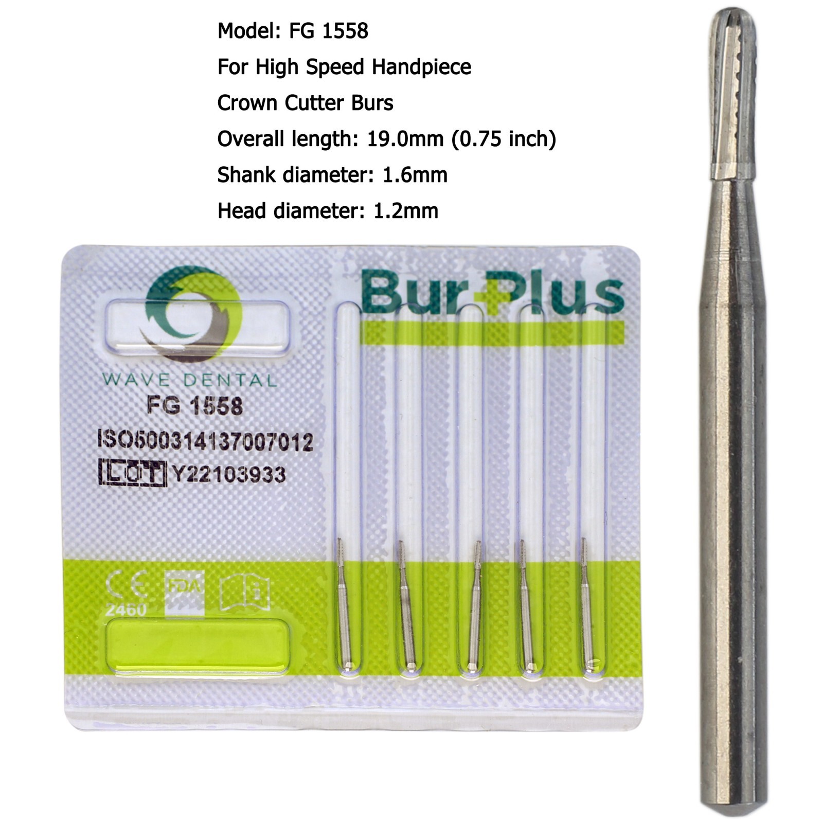 Wave Dental Carbide Burs Round Bur FG 330 1/4 2 6 8 557 High Speed Friction Grip