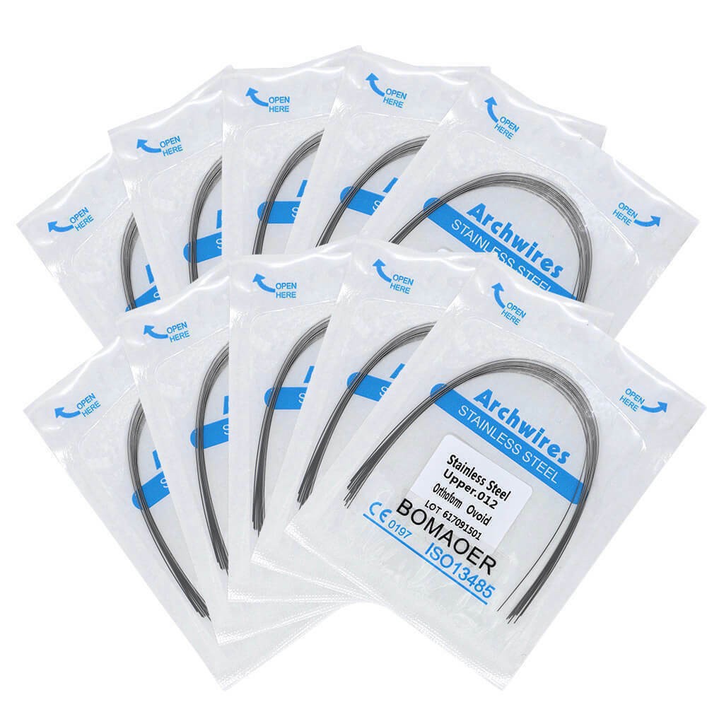 200×Dental Orthodontic Stainless Steel Round Arch Wires Ovoid Form 012 Upper