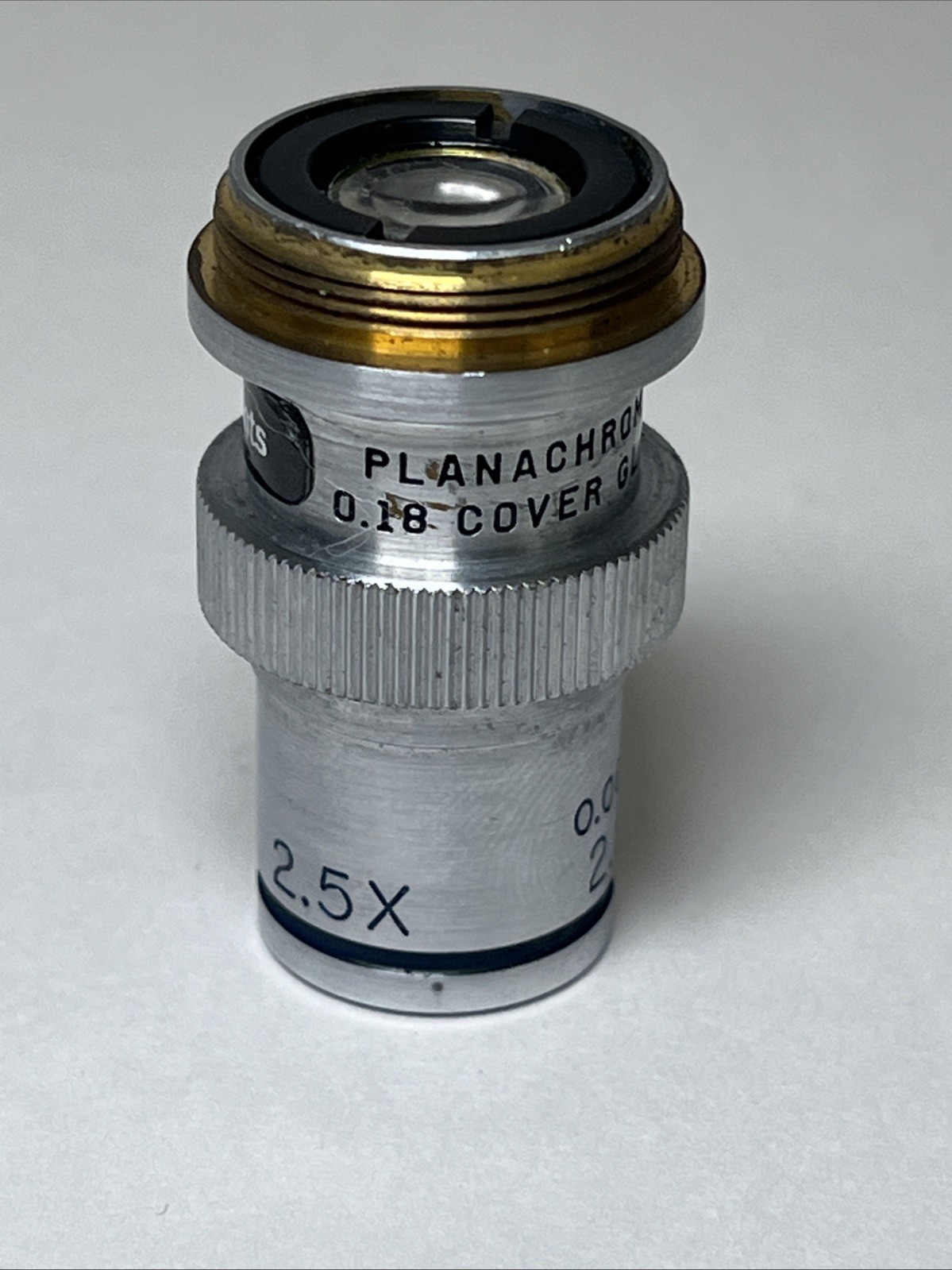 VTG Cambridge Instruments Planachromat Lens 0.18 Cover Glass 2.5X 0.06 N.A. VGC!