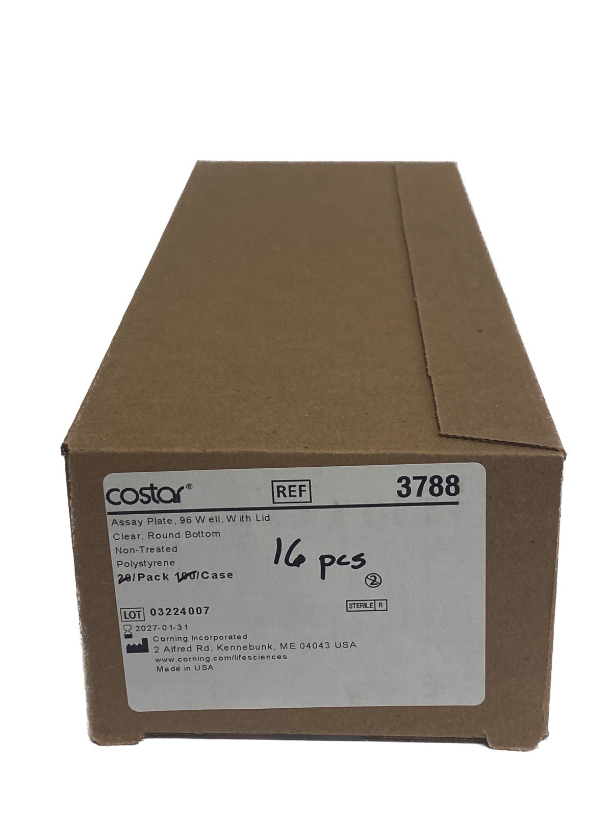 (16) CORNING Costar 96-Well PS Assay Microplates Clear Round Bttm Lid 3788