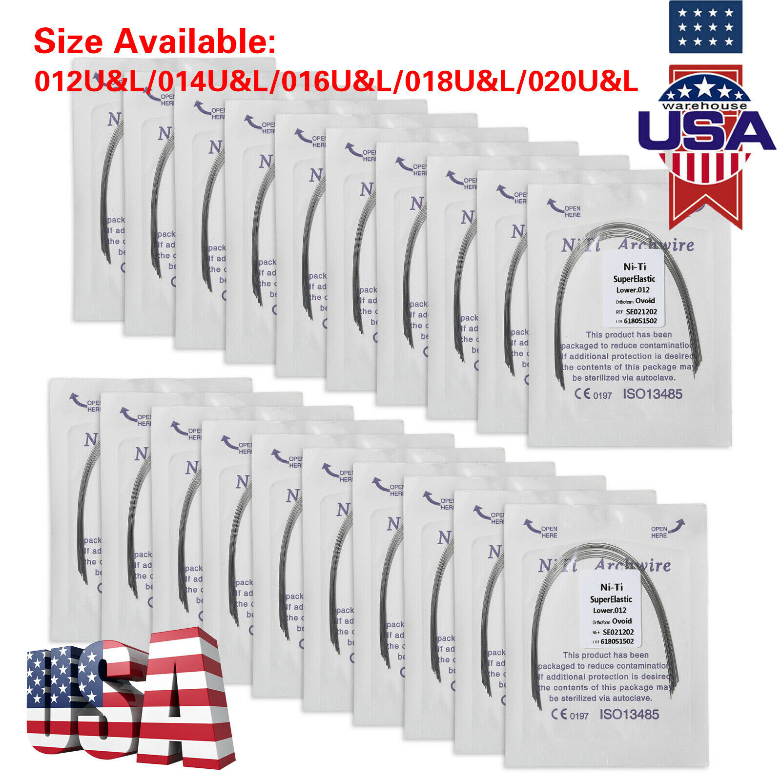 1-200 Packs dental orthodontic super elastic niti round arch wire upper/lower DL
