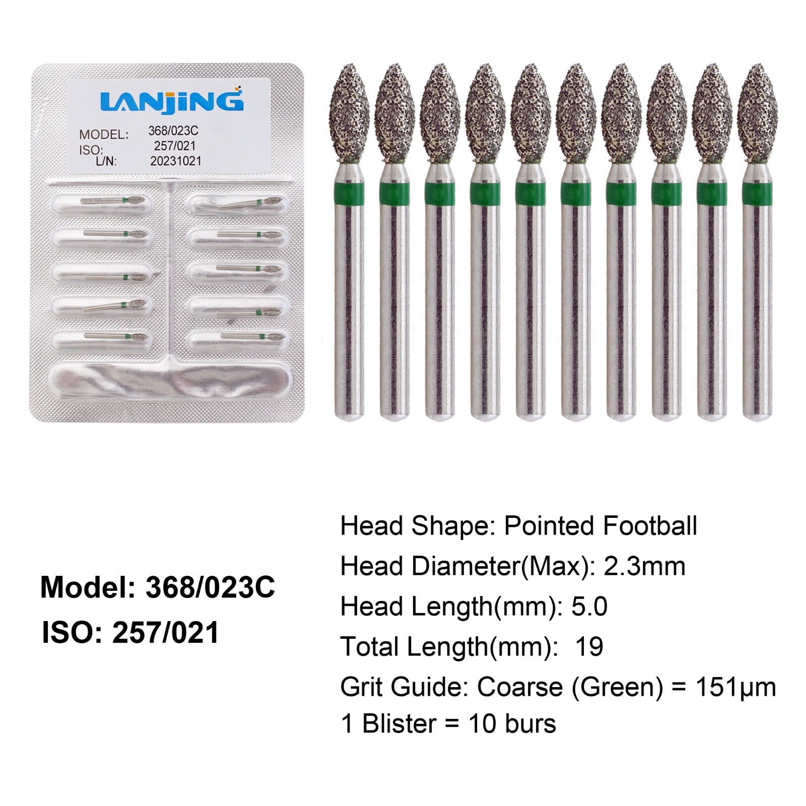 Dental Diamond Burs Football Round End Taper Coarse Fine FG High Speed 856 850