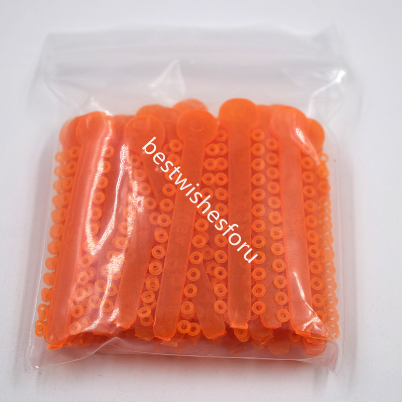 1 Bag Dental Orthodontic Ligature Ties Elastic Rubber Bands Neon Orange 1008 Pcs