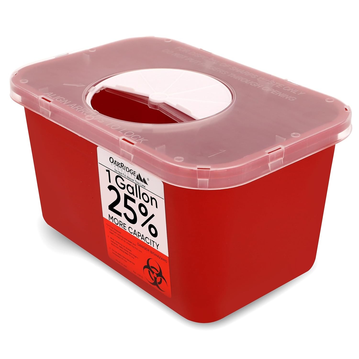 Oakridge Products Large Sharps Container for Home Use and Professional 1 Red