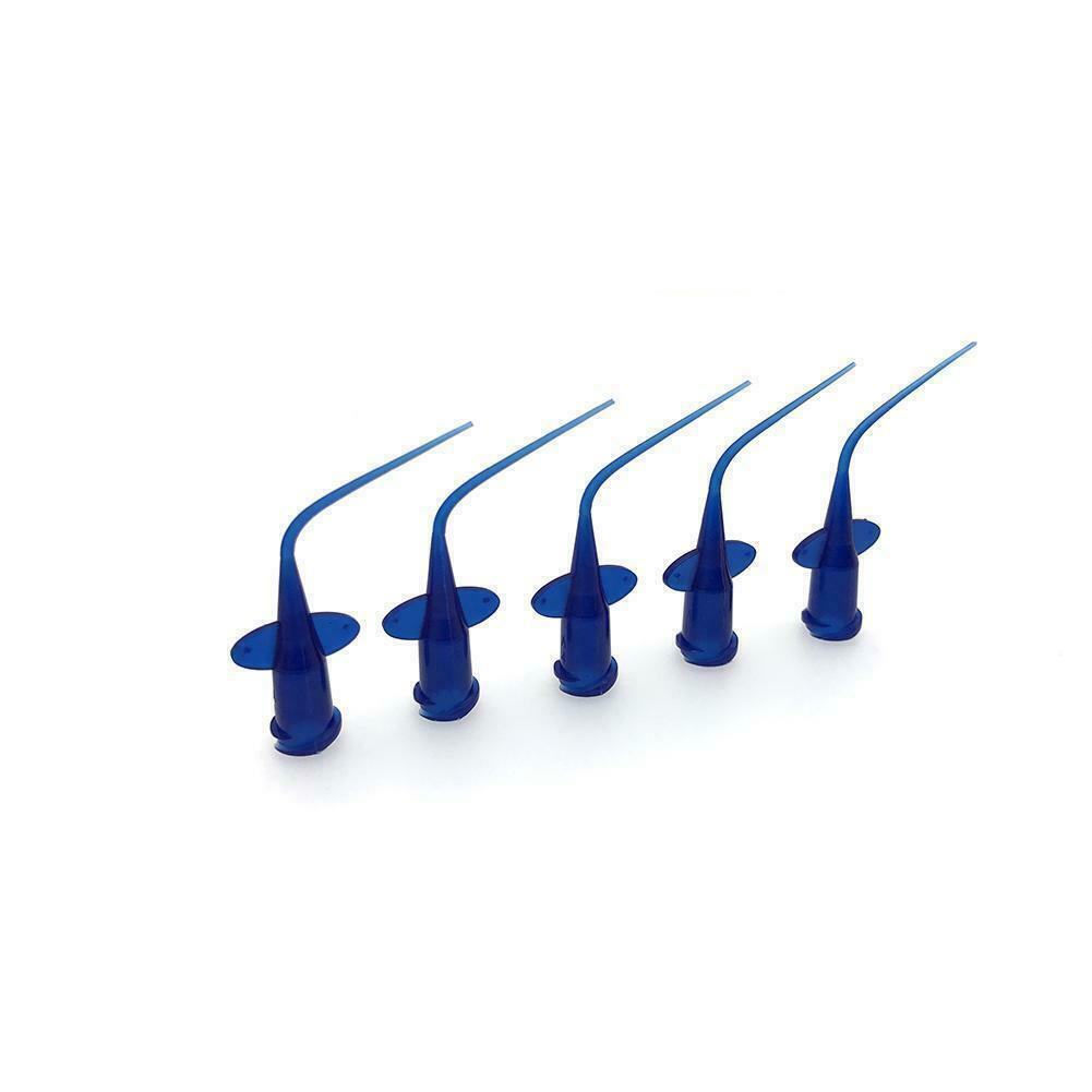 Dental Endo Disposable Syringe Tips Irrigation Needle Curved Tips Flexible Blue