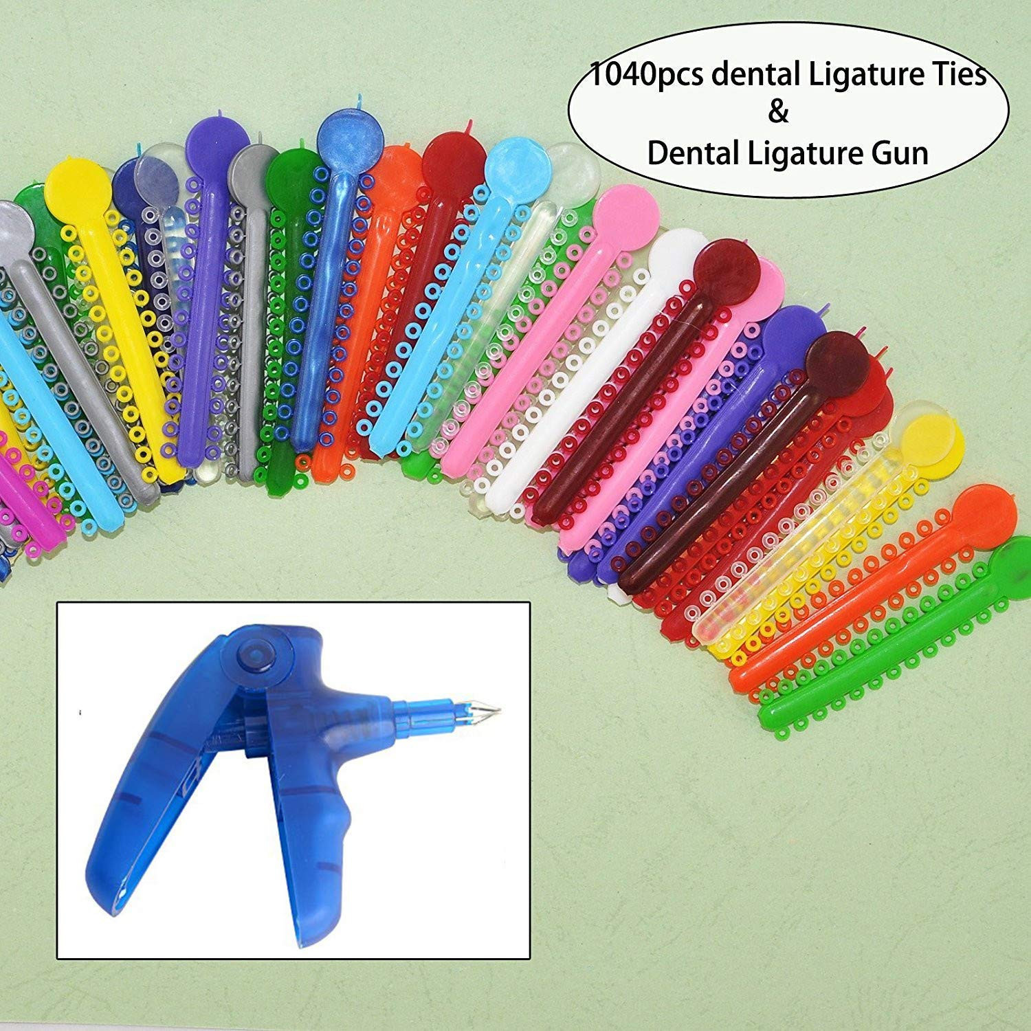 Orthodontic Ligature Ties Kit – 1040 Multi-Color Rubber Bands with Orthodontic L