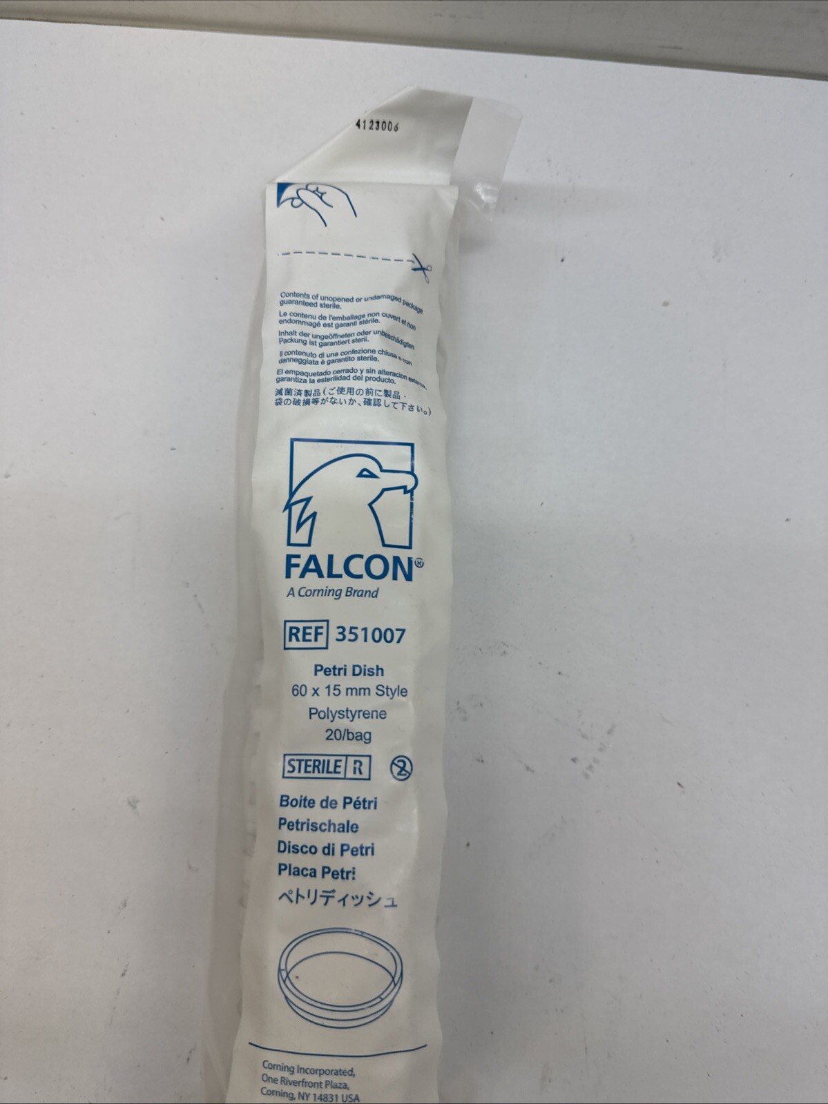 Corning Falcon 351029 Polystyrene Petri Dish 60mm x 15 mm, 20/Pack