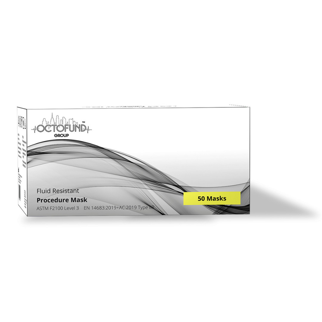 50 Disposable Protective ASTM Level 3 Medical 3Ply Face Mask Yellow 50ct Box