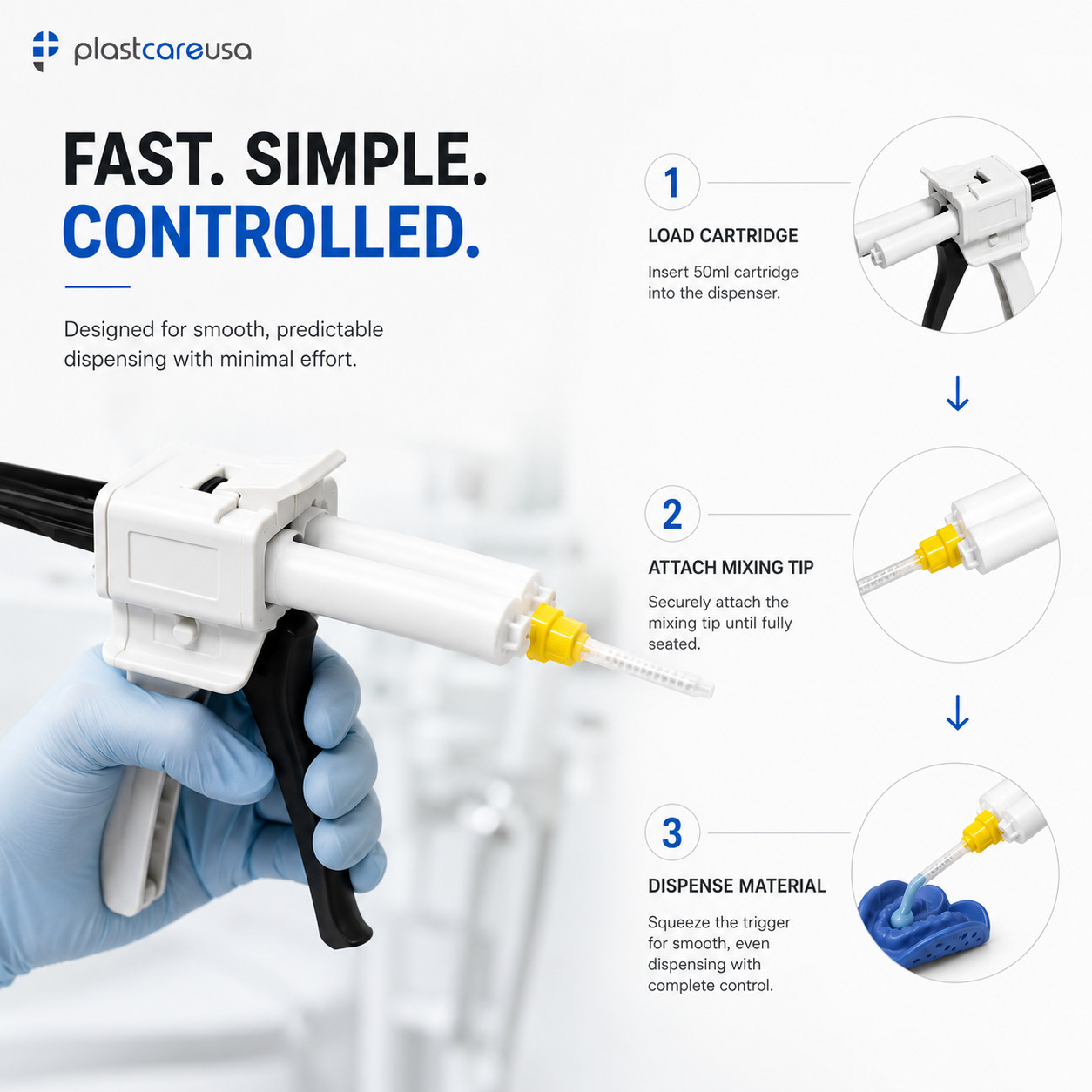 Impression Mixing Gun Cartridge Dispenser for VPS PVS Dental Material 1:1/2:1