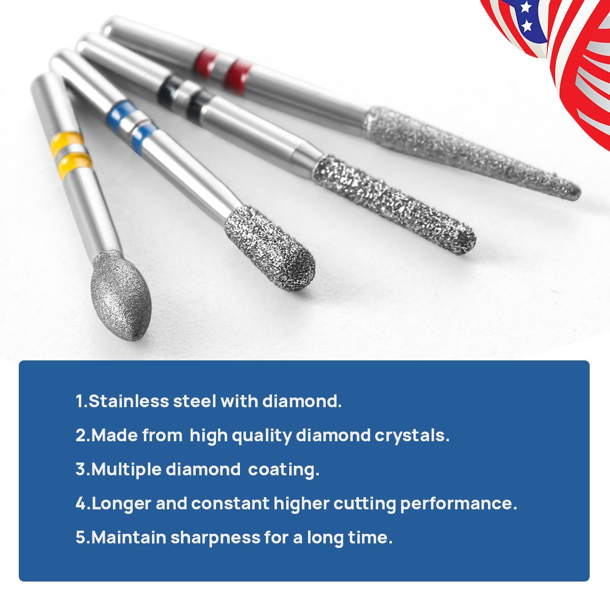 Taladros de cerámica dentales FG 1,6 mm con fresas diamante corte óxido circonio