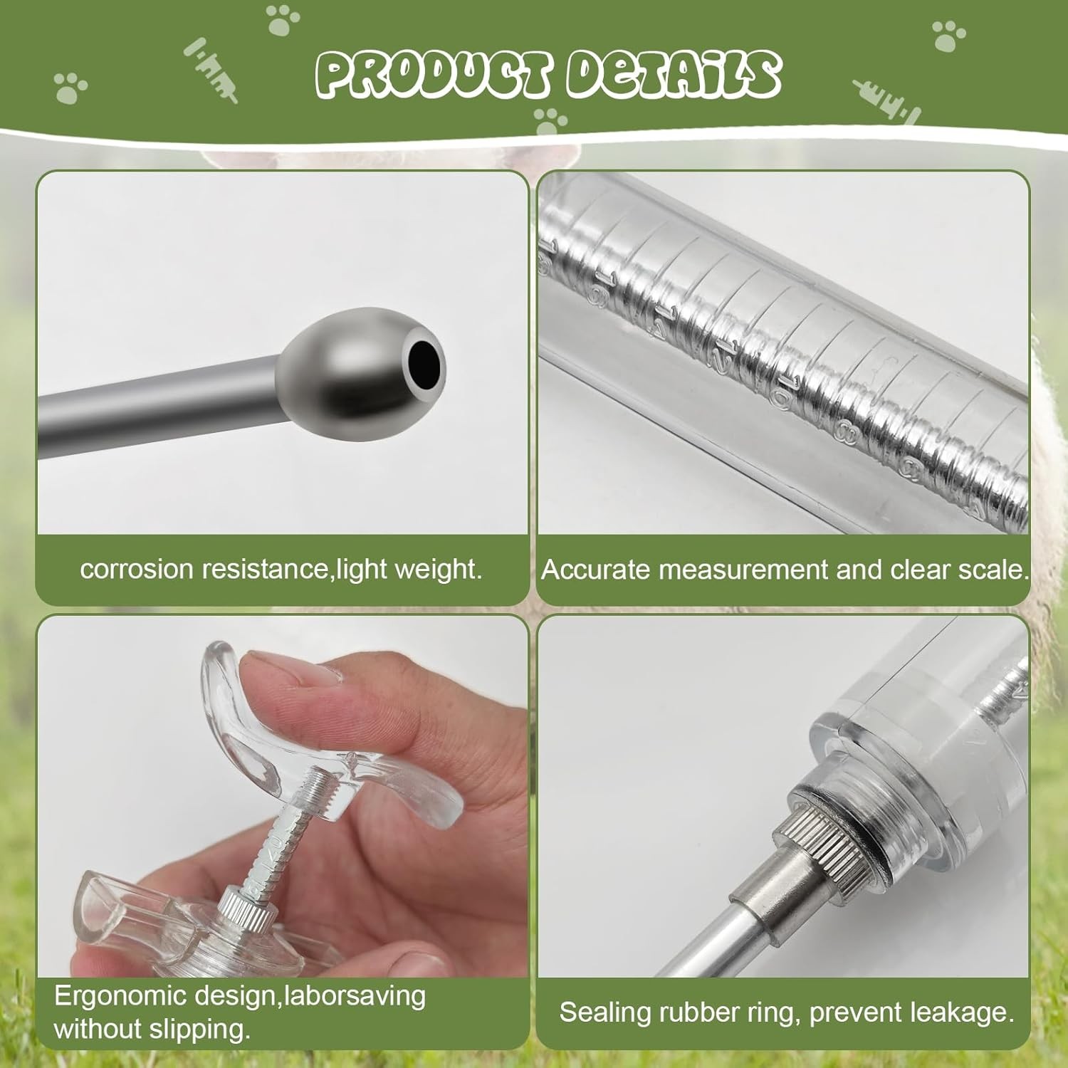 2 pcs Reusable Goats Syringe for Goat, 2 Drench Nozzle Adjustable Dosage…