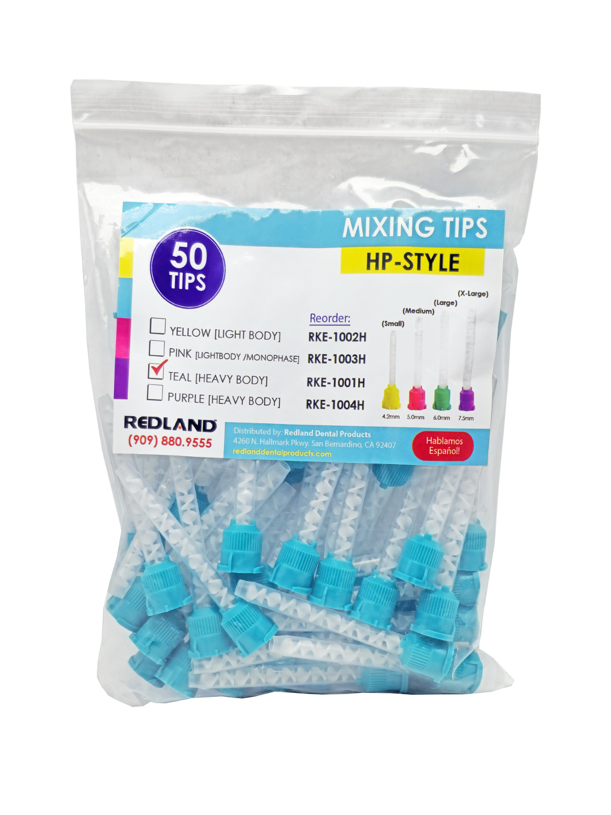 Dental Teal HP Mixing Tips Defend Type 50x 6.5mm Heavy Body Mydent Style