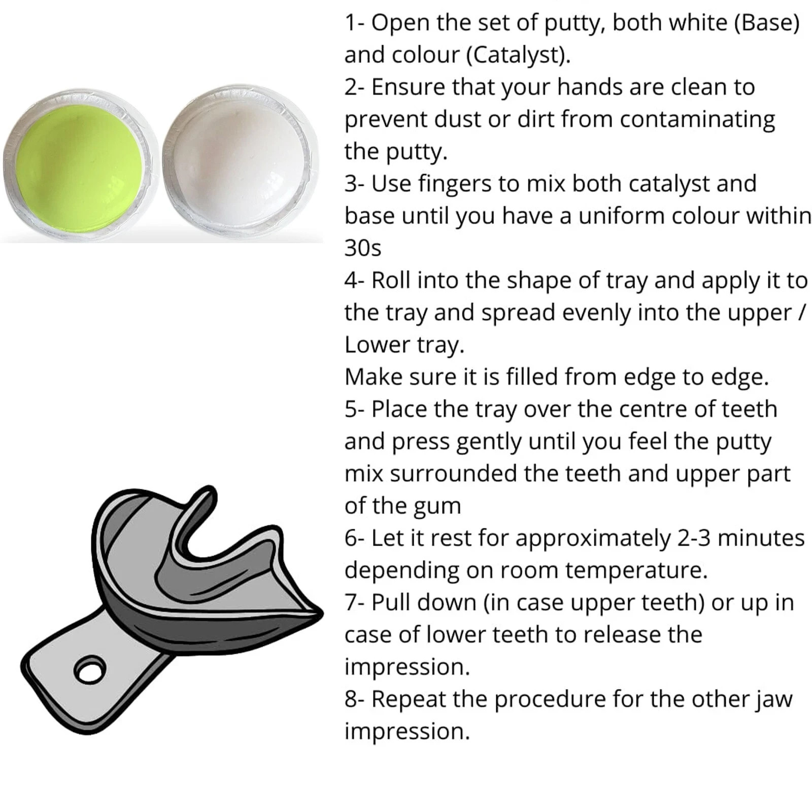 Dental Impression Kit – Hydrophilic Firmer Putty & Trays – Teeth Retainer Mold