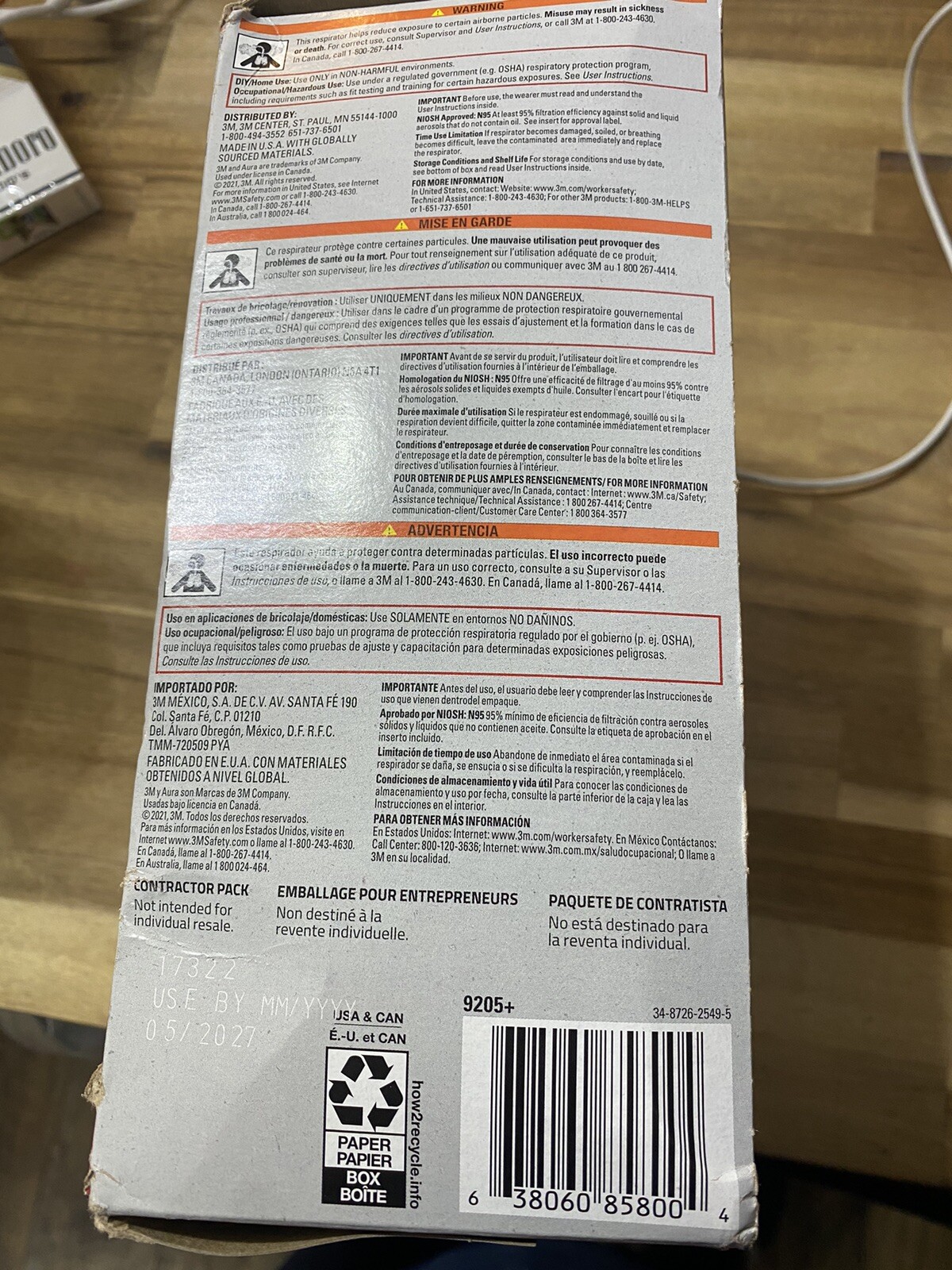 3M Aura 9205 N 95 Particulate Respirator Face Mask – White (20 Pack)