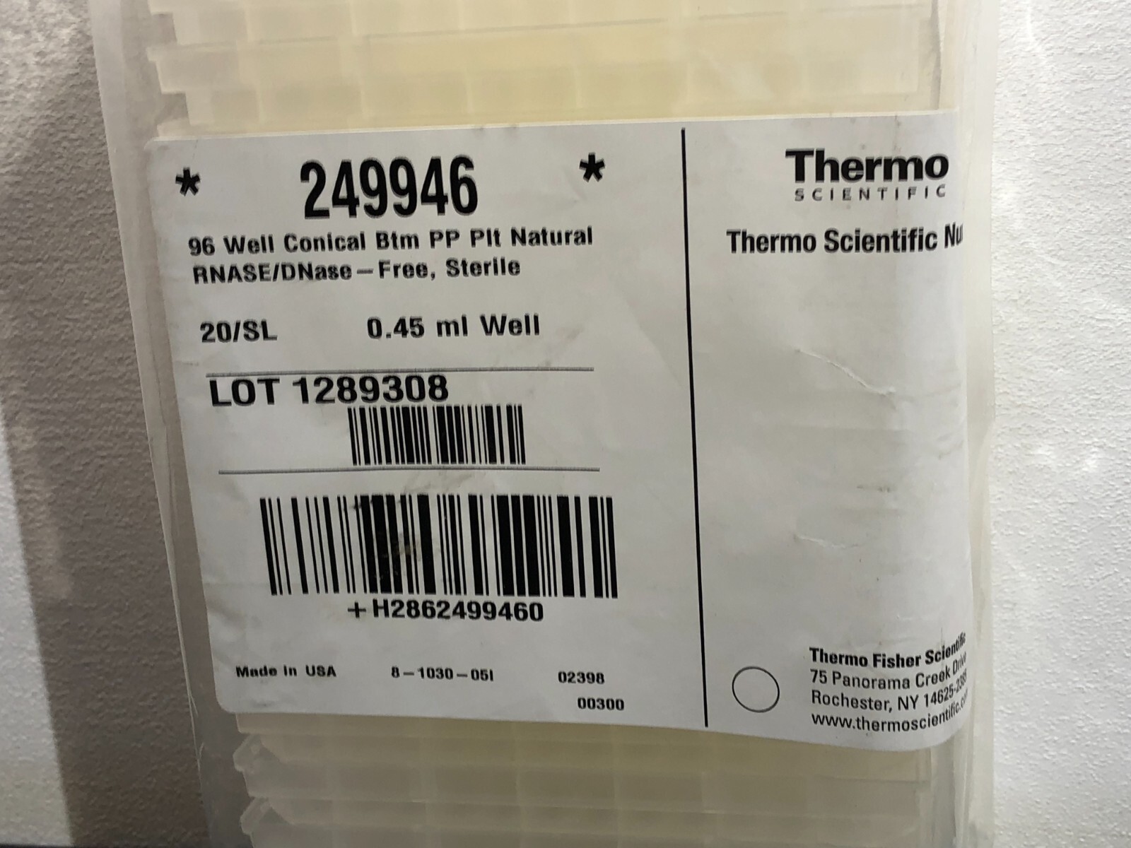 Thermo scientific Nunc 96 Well Conical Btm PP Pit Natural 0.45ml 249946