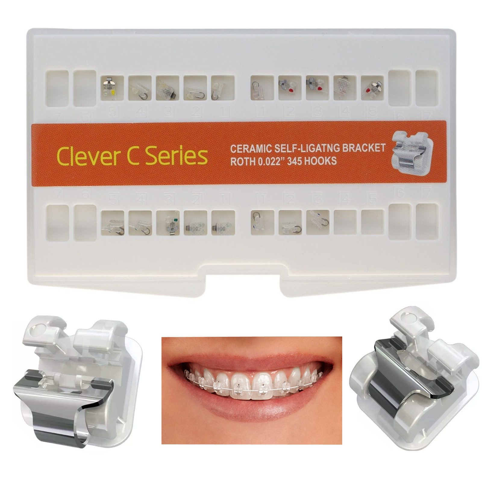 Empower Clear Orthodontic Self Ligating Bracket Ceramic Clear Roth 0.022 345w/h