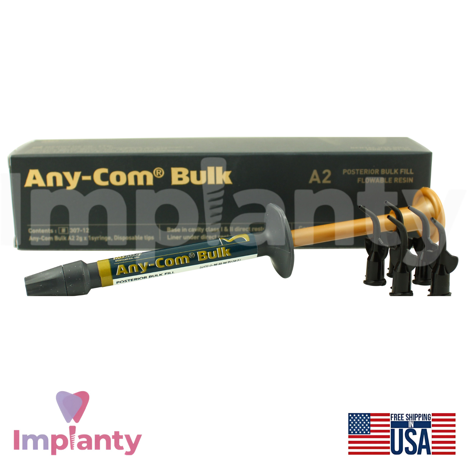 Any-Com® Bulk Fill Flowable Resln Tube 2g Dental Restoration Base And Liner A2