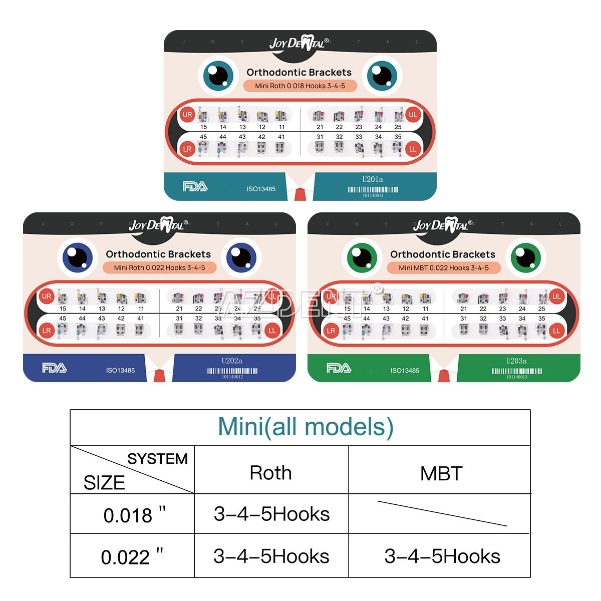 Dental Orthodontic MIM Monoblock Bracket Mini MBT/Roth 0.022/018 with 3-4-5 HooK