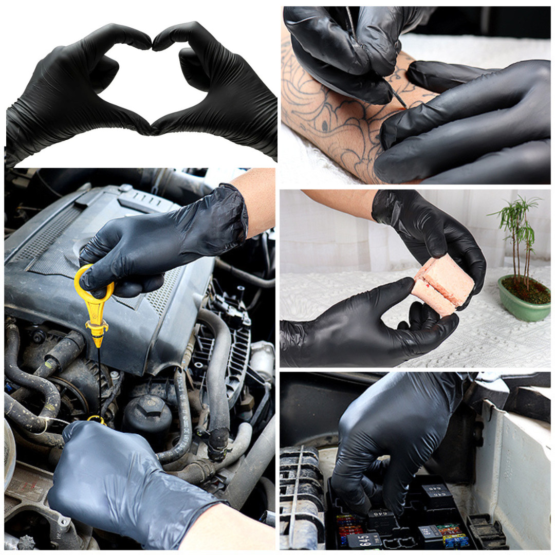 First Glove Black Industrial Disposable Nitrile Gloves 6 Mil Latex & Powder Free