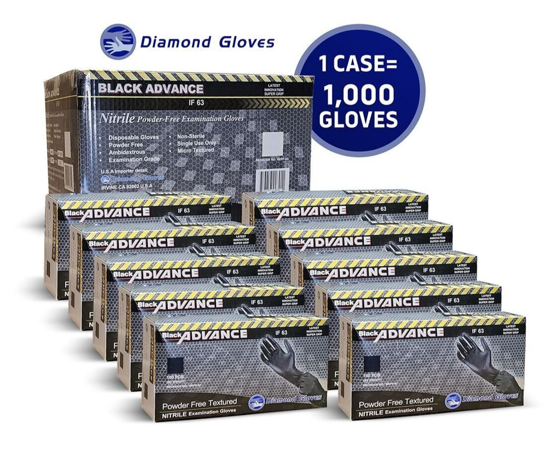 Premium Black Nitrile Gloves Powder-Free 6-Mil 1000pcs S/M/L/XL/XXL New