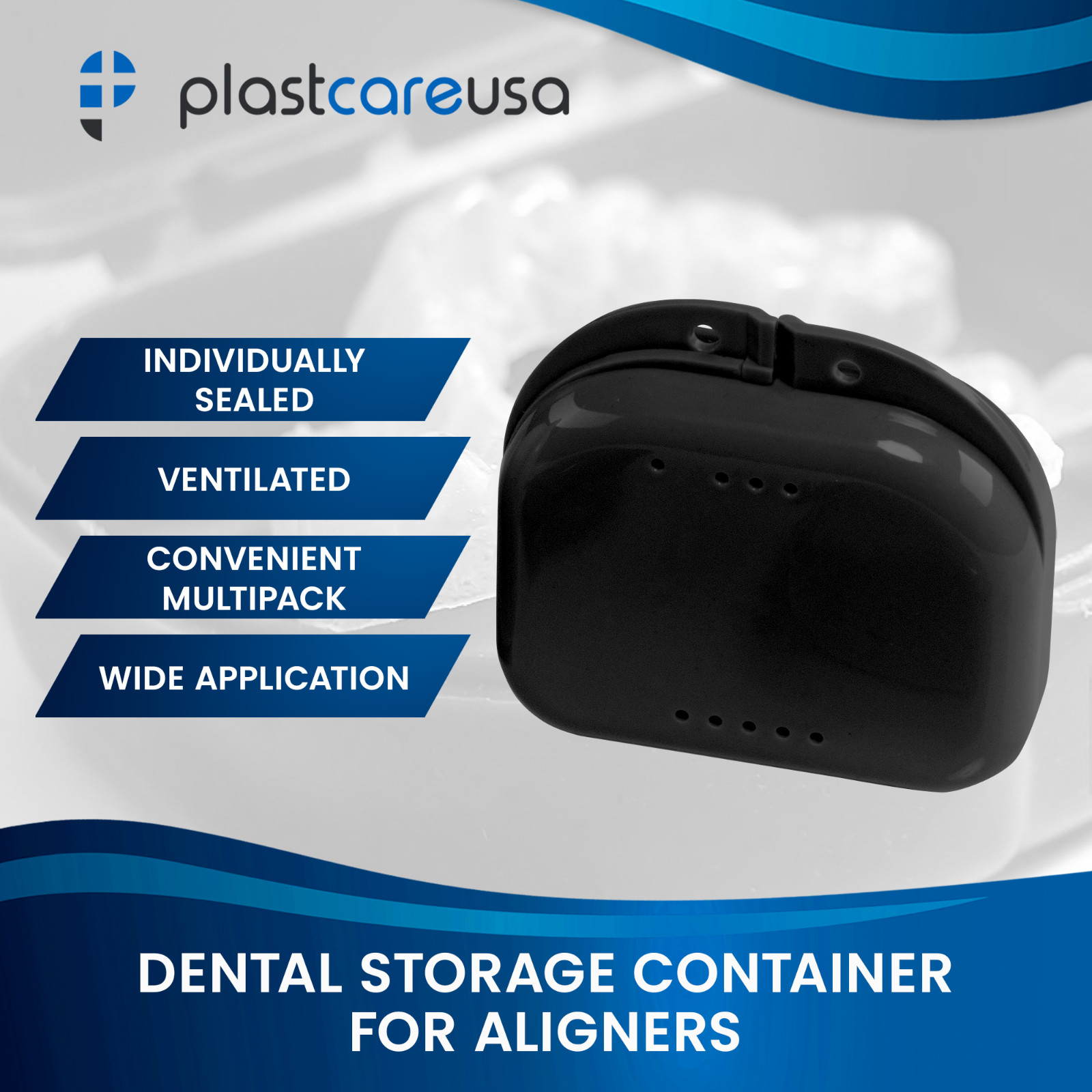 12 Black Retainer Cases w/ Vent Holes – UV Cleaner Case, Mouth Guard Aligners