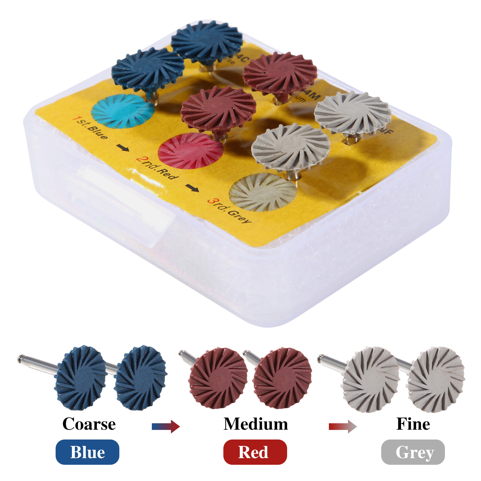 Dental Composite Polishing Diamond System RA 14mm Wheels Coarse Medium Fine