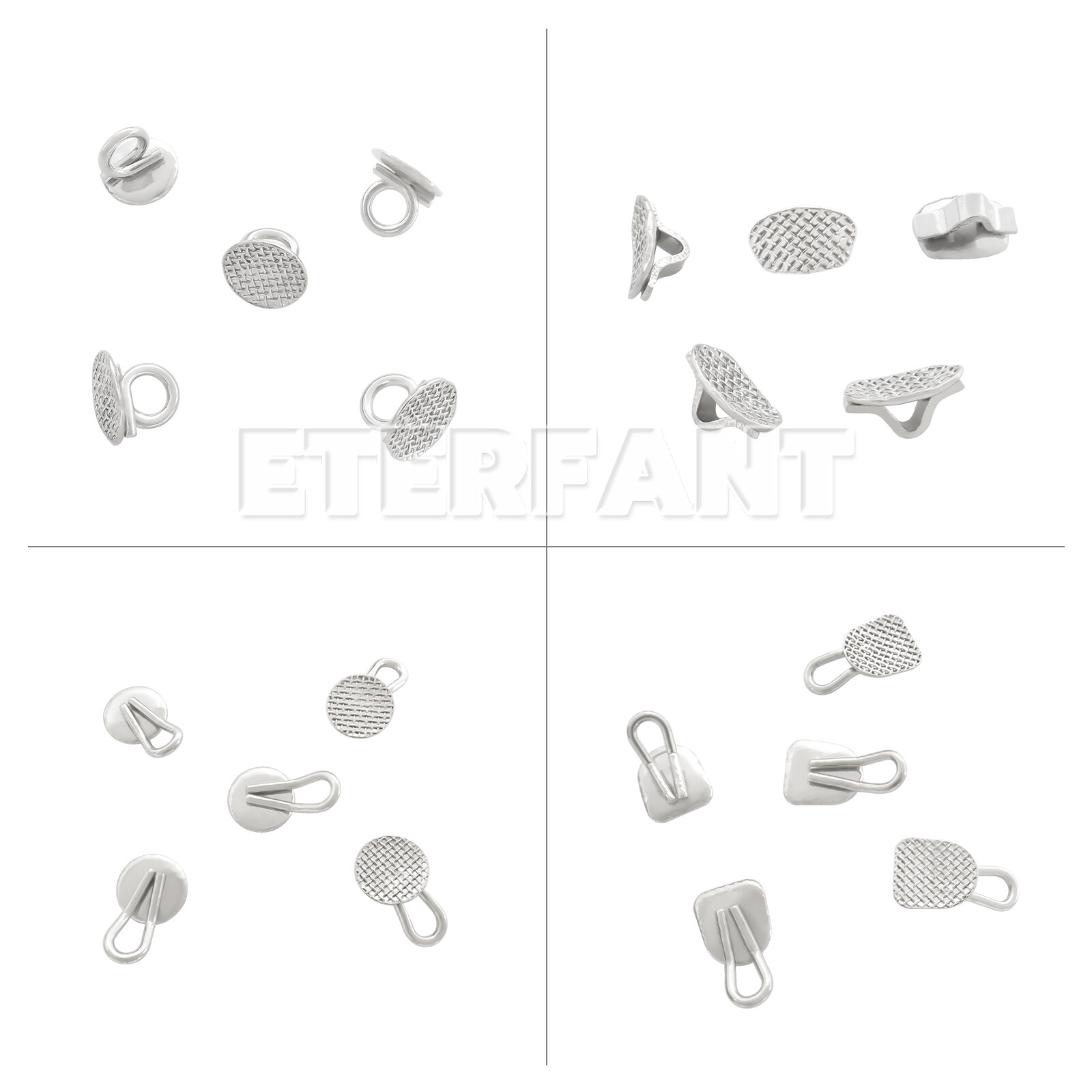 10PCs ETERFANT Dental Orthodontic Lingual Buttons Round/Rectangular Bondable