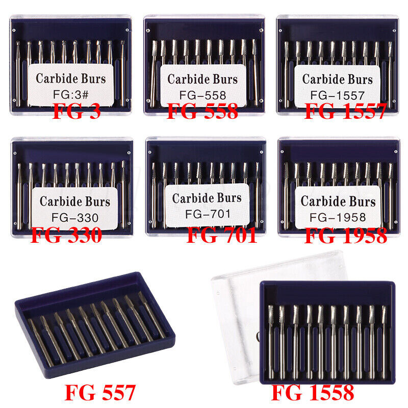 1-10 Fresas Dentales Carbide Carburo Redondas FG Para Pieza dMano velocidad