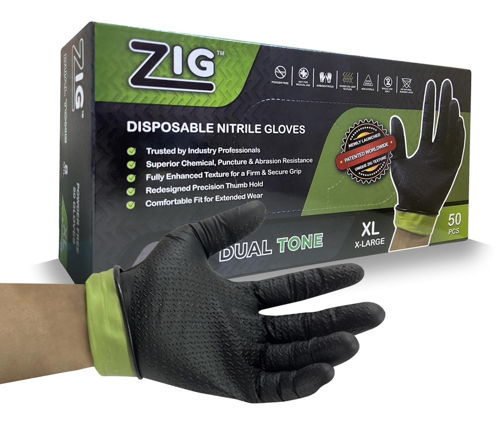 ZIG ProGrip Heavy Duty Nitrile Gloves 8 Mil Textured Grip 50 Pack