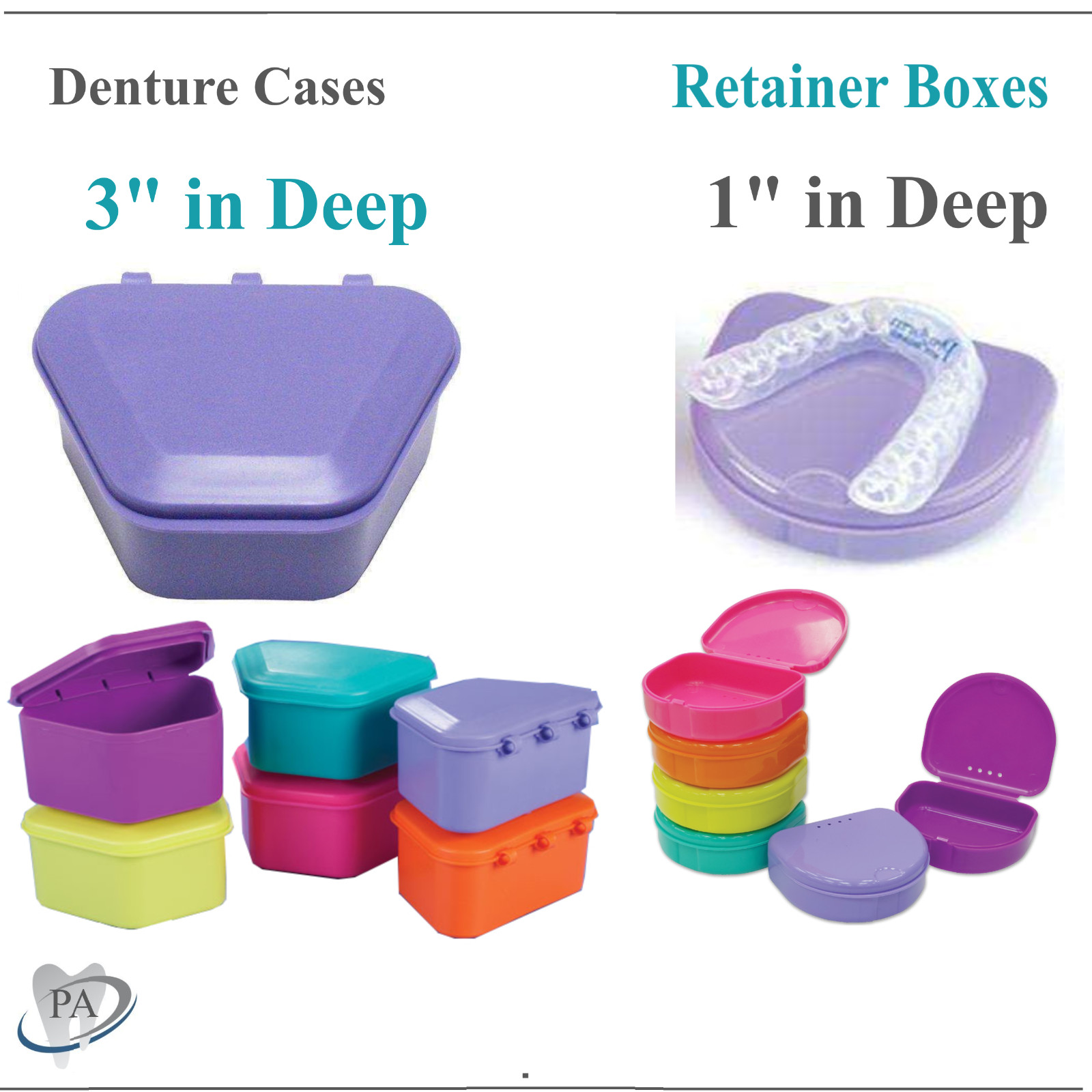 Dental Denture Box case carrier – 3′ Deep or Retainer Box – 1′ Deep, Upto 100Pk