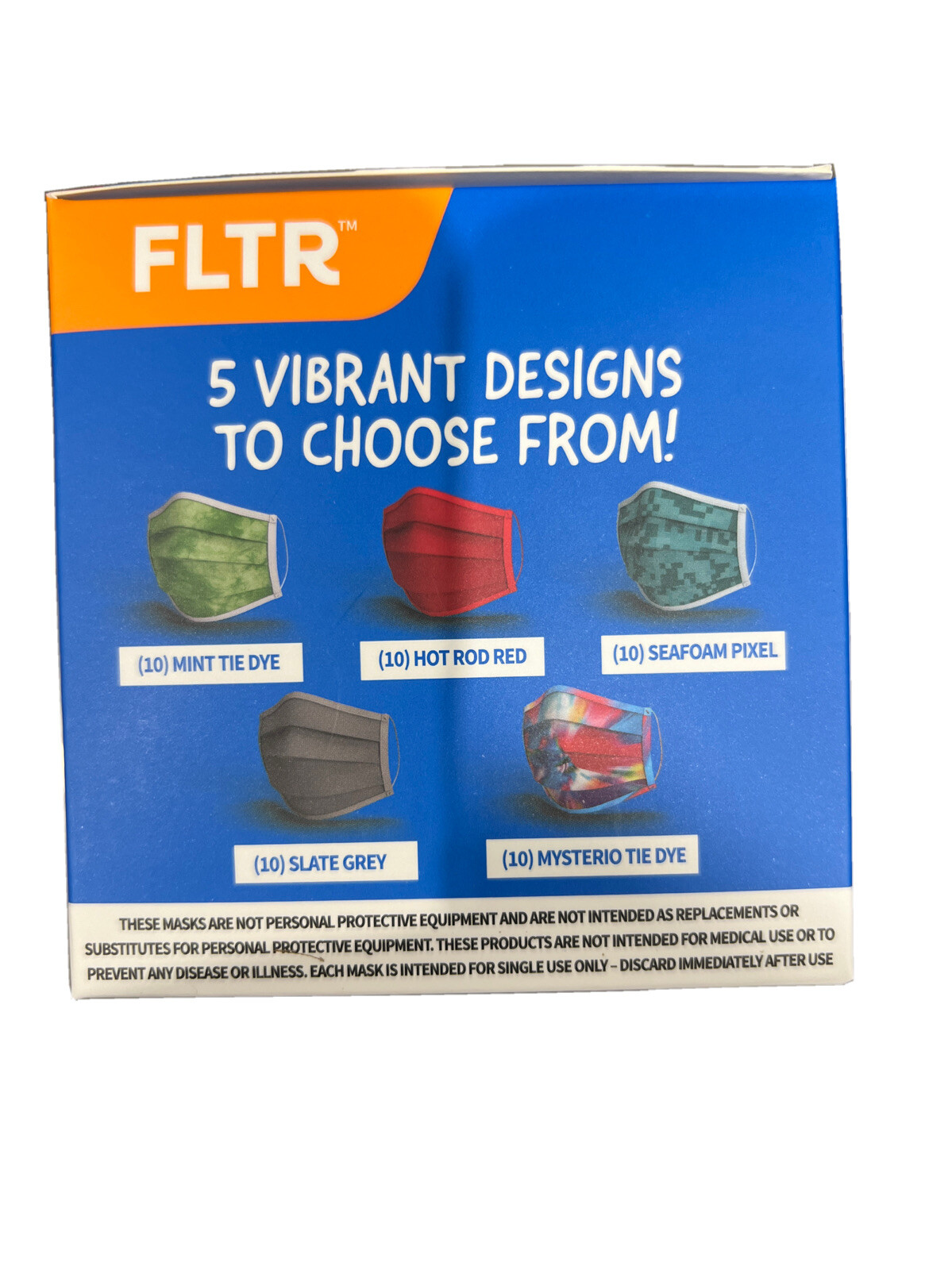 FLTR Kids Face Mask -5 Designs 1 Case – 50 Pack – 20 Adjustable Ear Clip