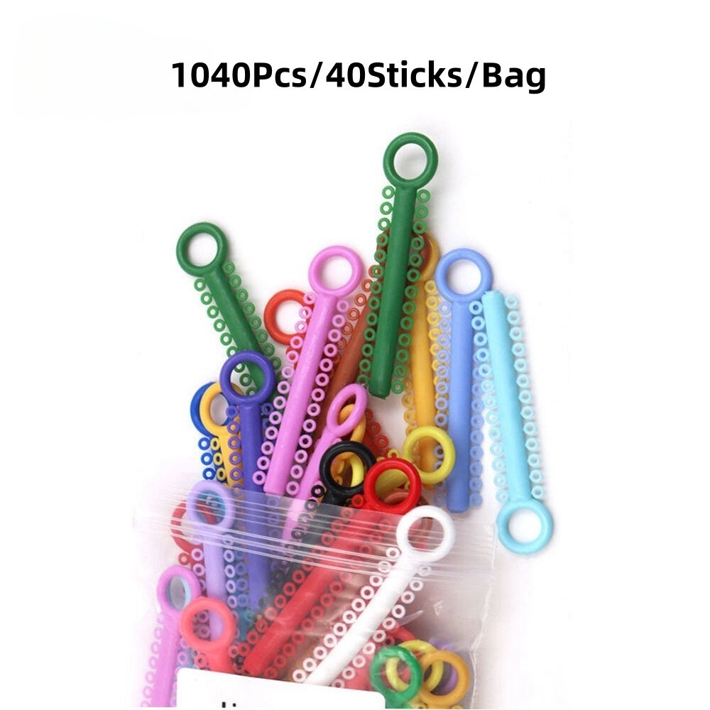 Dental Ligature Ties Elastic Rubber Band Assorted Single Color 1040/1000Pcs