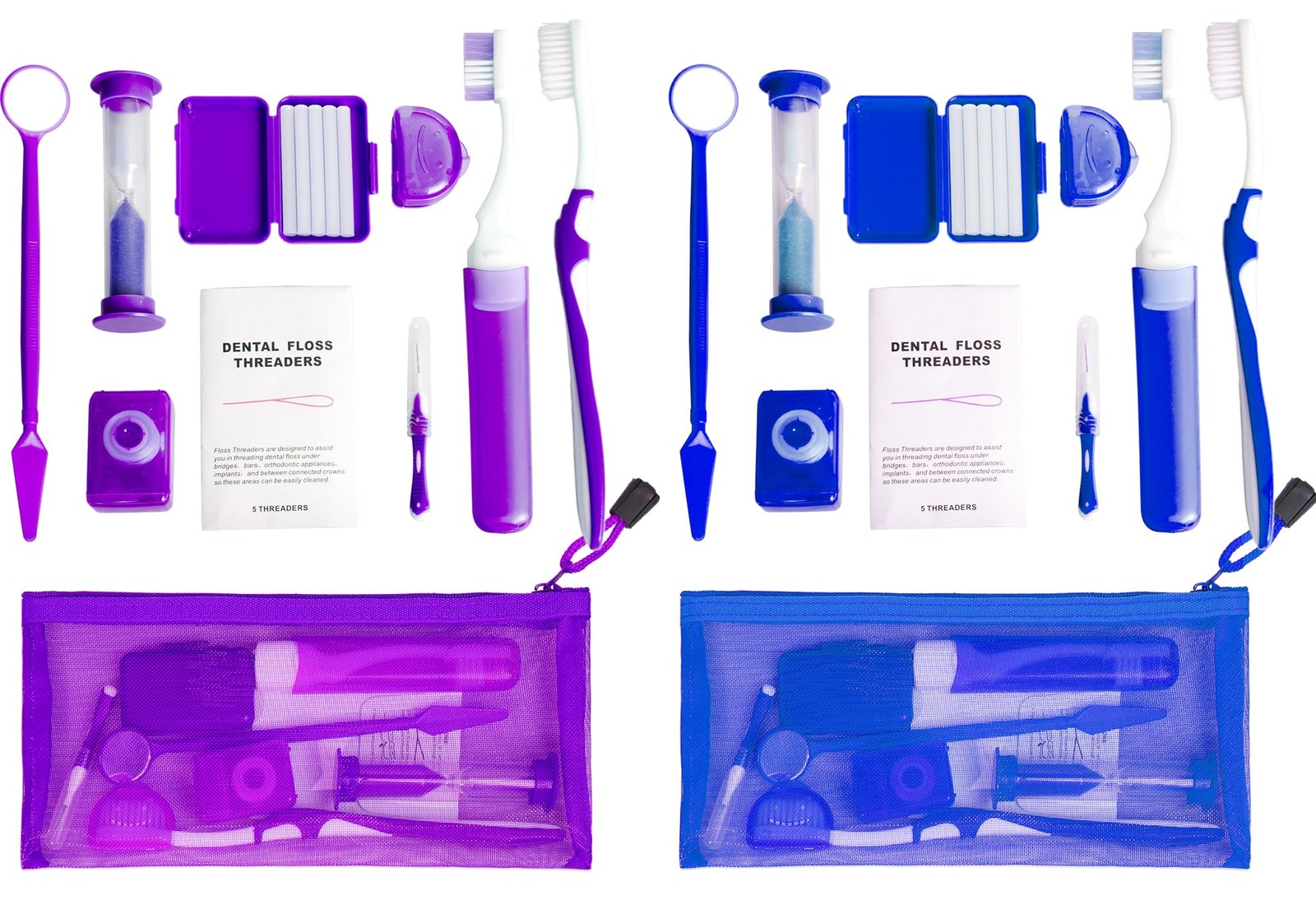 Uouovo Portable Orthodontic Oral Care Kit 1 Count (Pack of 2), Purple_blue