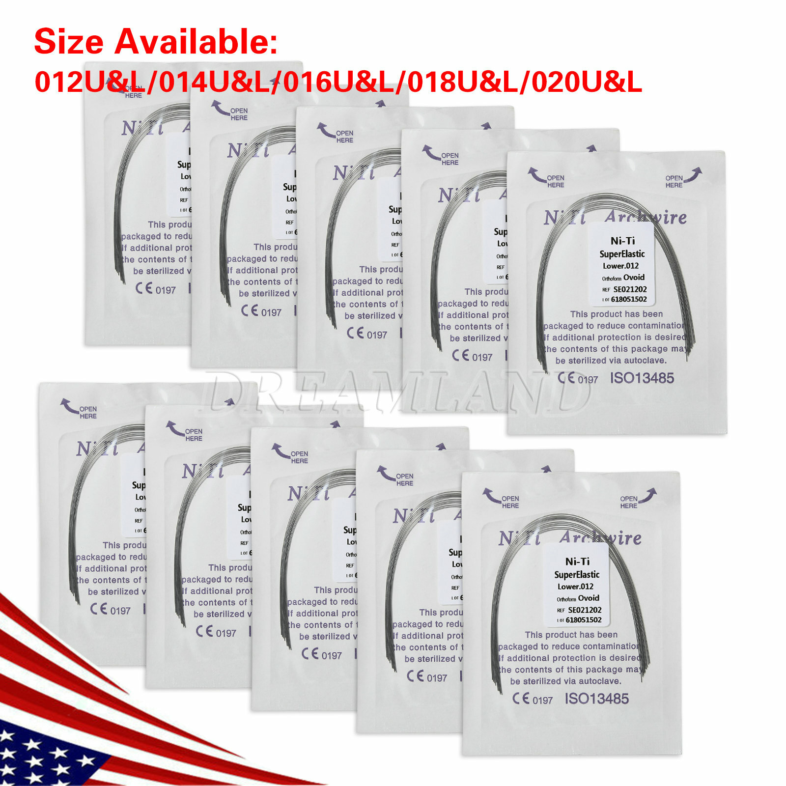 Dental Orthos Super Elastic Niti Arch Wire Round Ovoid Form Archwire All size ns