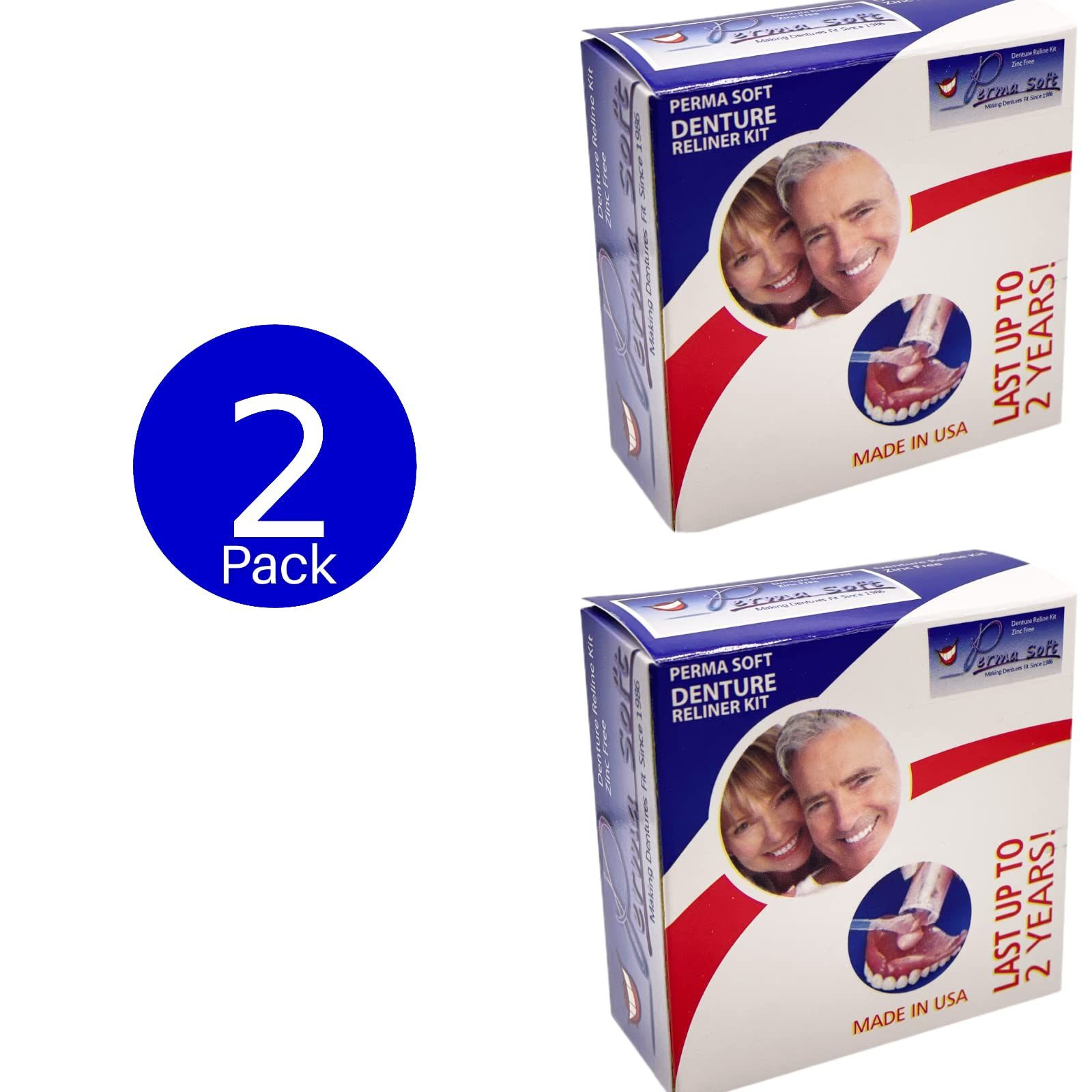 Perma Soft Denture Reline Kit- 2 Boxes (relines 4 2 Count (Pack of 1), White