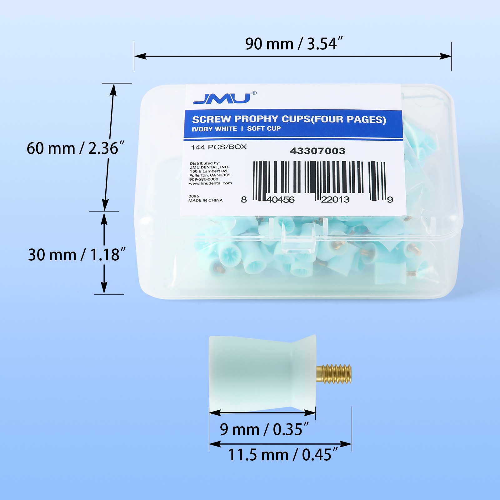 144pcs JMU Dental Prophy Polishing Cup Cups For Contra Angle Handpiece Latch