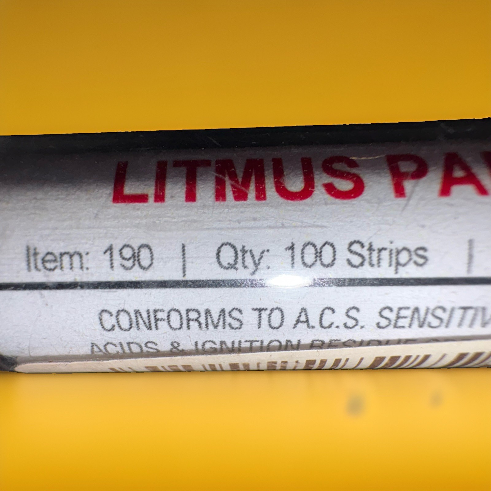 pH Precision Laboratories Red Litmus Paper pH Test Strips 100 Qty MPN 190